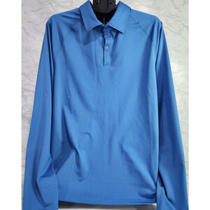 Michael Strahan Quick Dry, 4-Way Stretch Blue/Gray Collar Shirt, Men's Size XXL